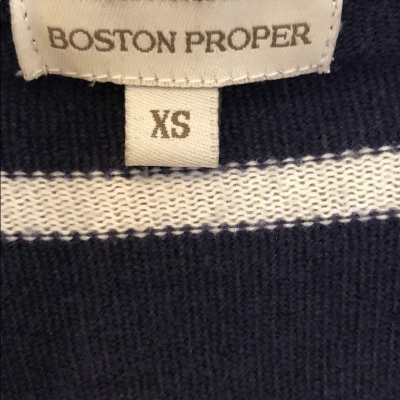 Boston Proper | Navy Blue/ White Striped Cardigan - Picture 2 of 4